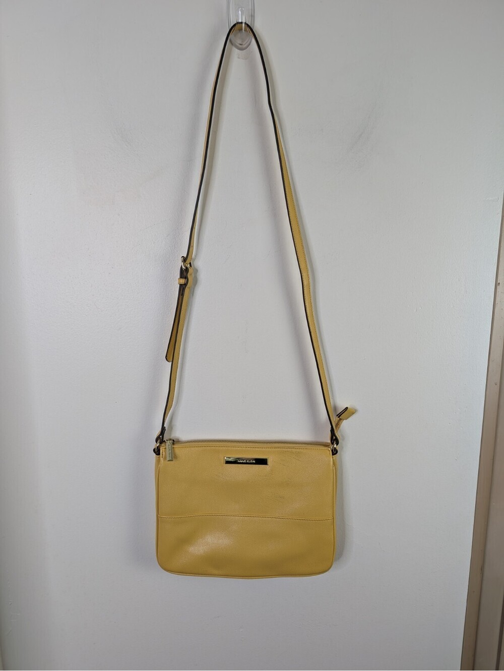 Ann Klein Yellow Leather Purse Crossbody Bag 8x10" *See Description*